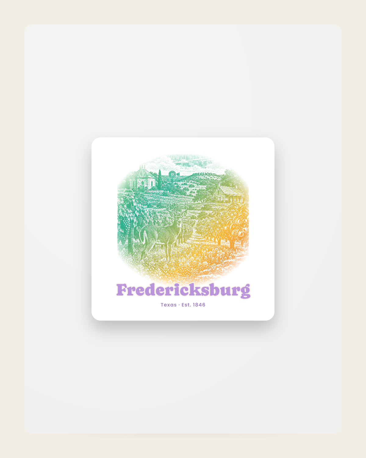 Fredericksburg Hill Country Vines Fridge Magnet in White