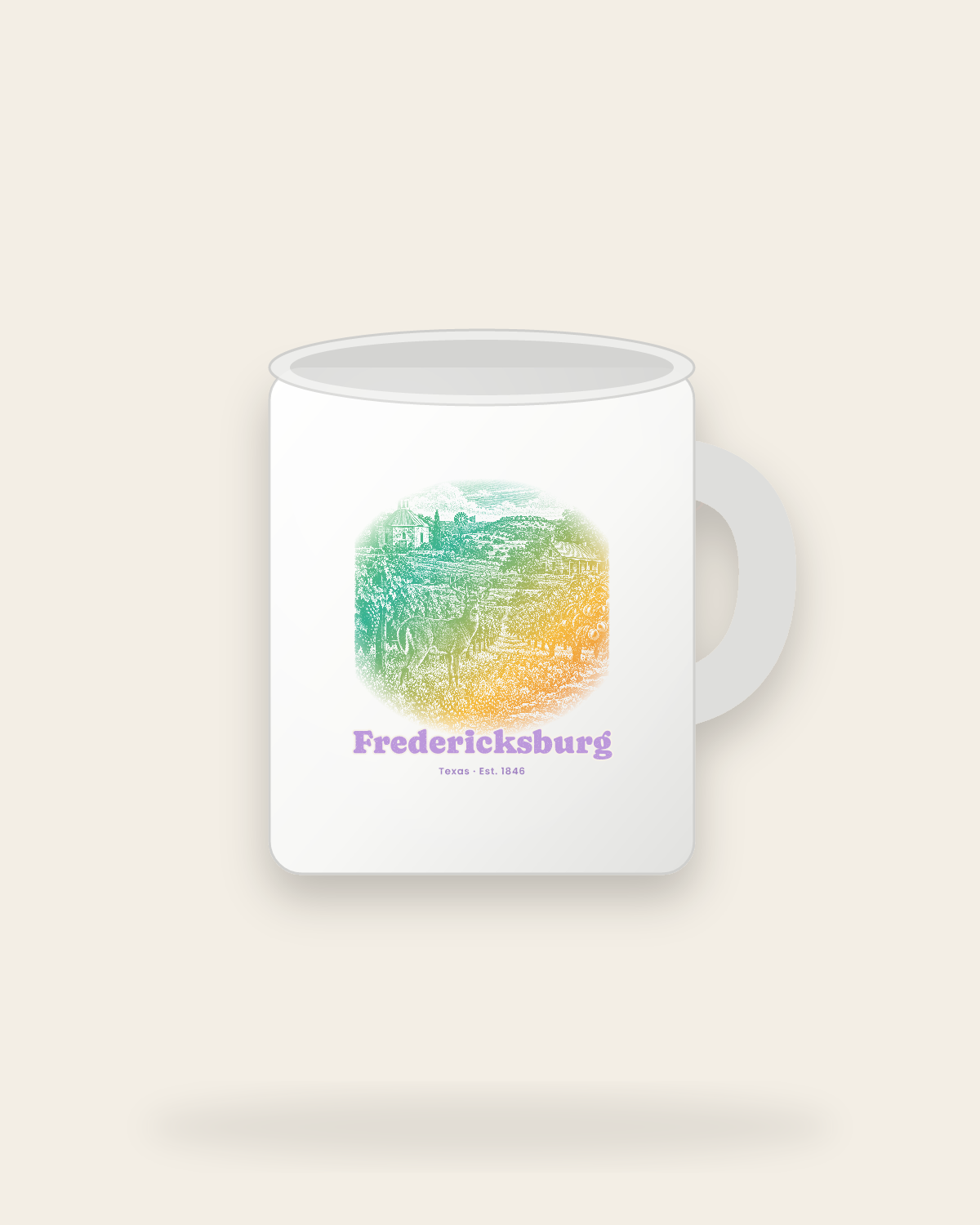 Fredericksburg Hill Country Vines Ceramic Mug 11oz in White