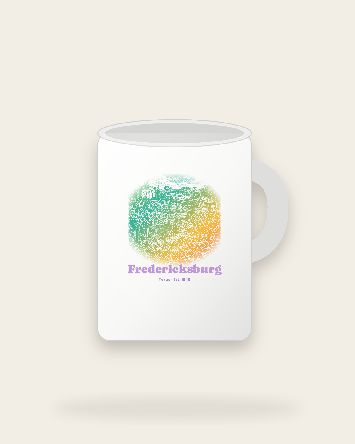 Fredericksburg Hill Country Vines Ceramic Mug 15oz in White