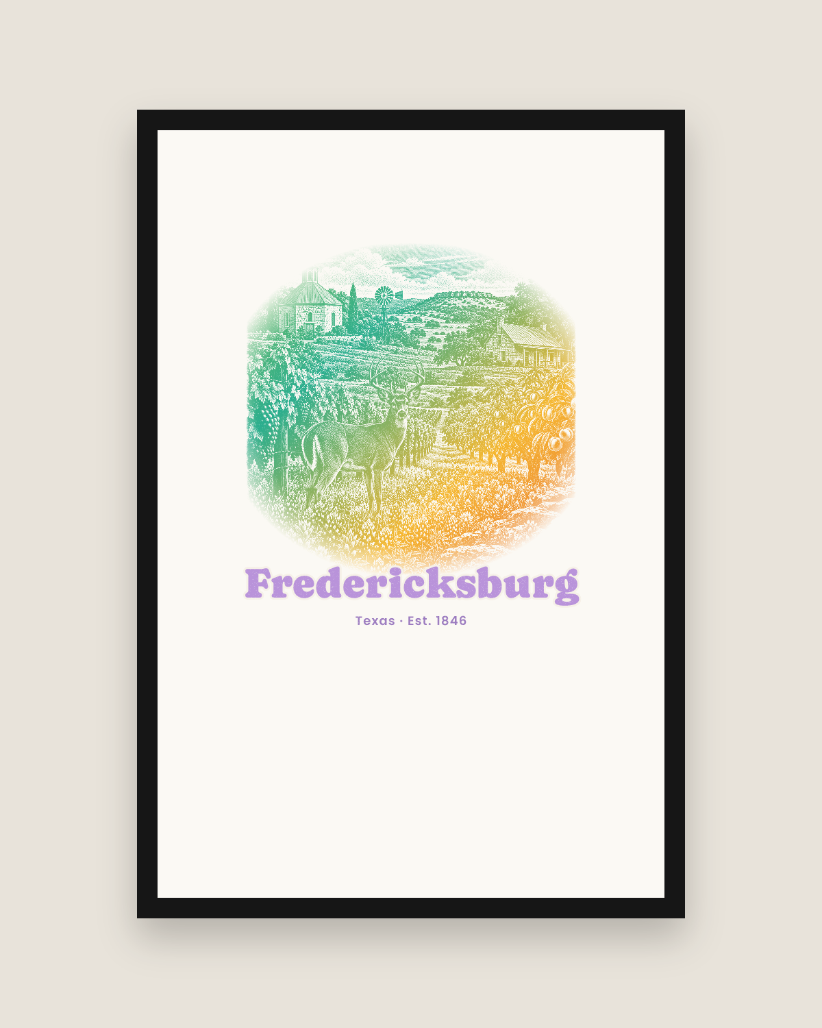 Fredericksburg Hill Country Vines Matte Poster in White