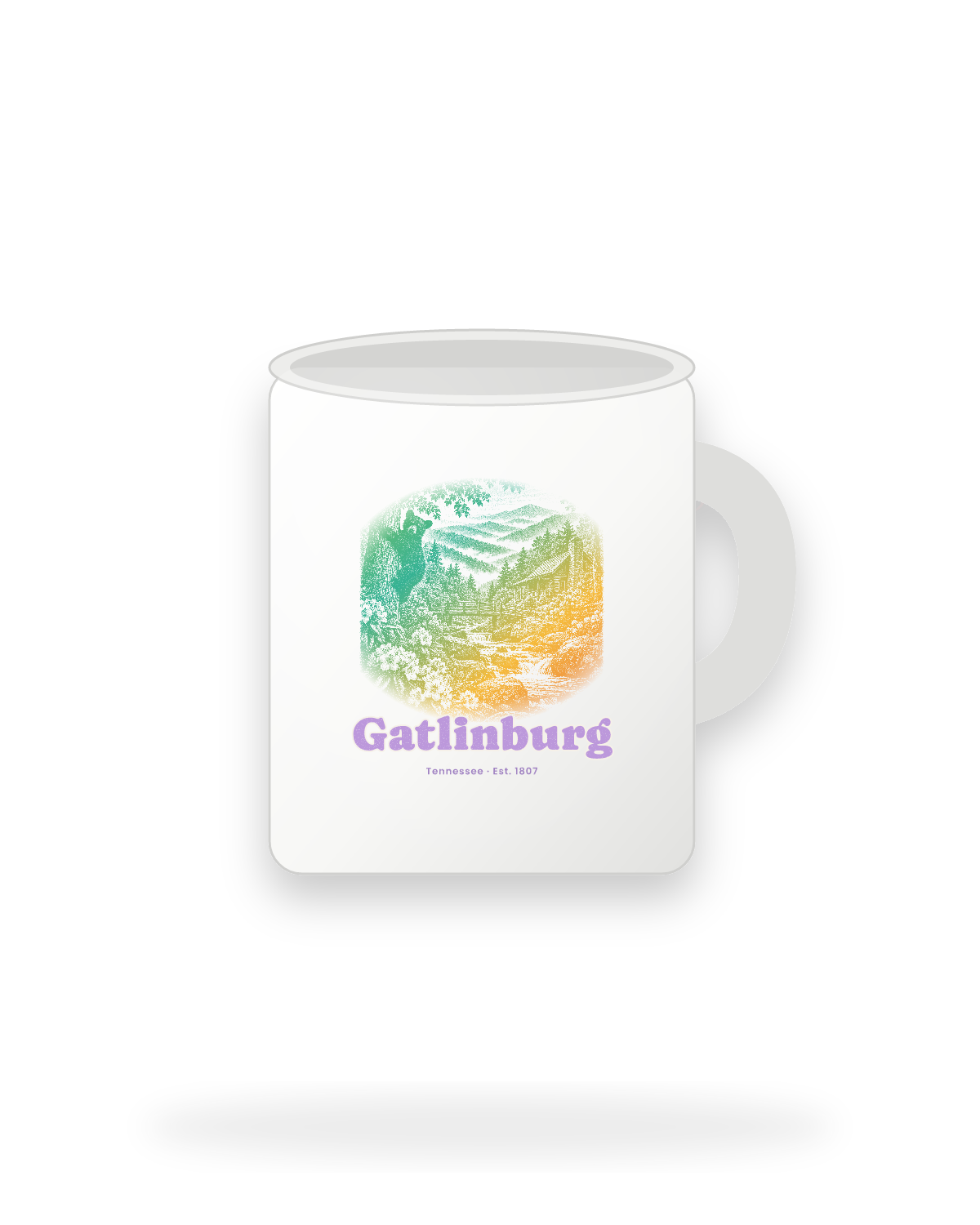 Gatlinburg Cabin Creek Bear Ceramic Mug 11oz in White