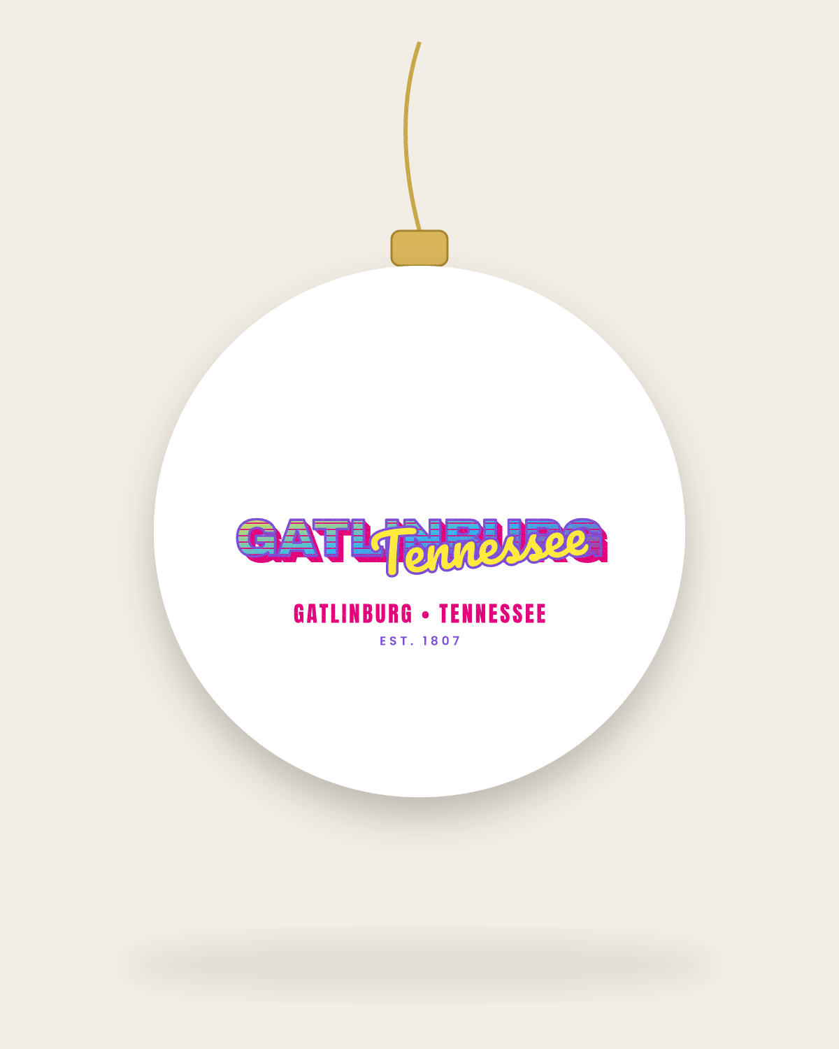 Gatlinburg Music TV Ceramic Ornament in White
