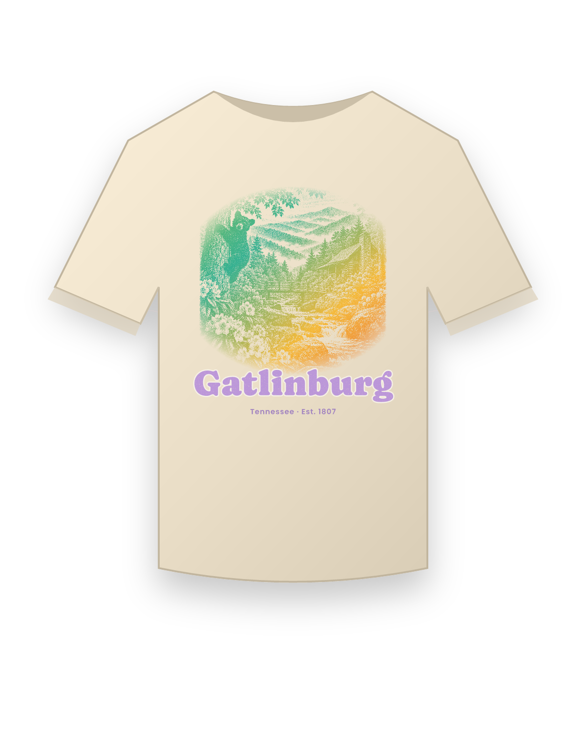 Gatlinburg Cabin Creek Bear Organic Cotton Tee in Natural