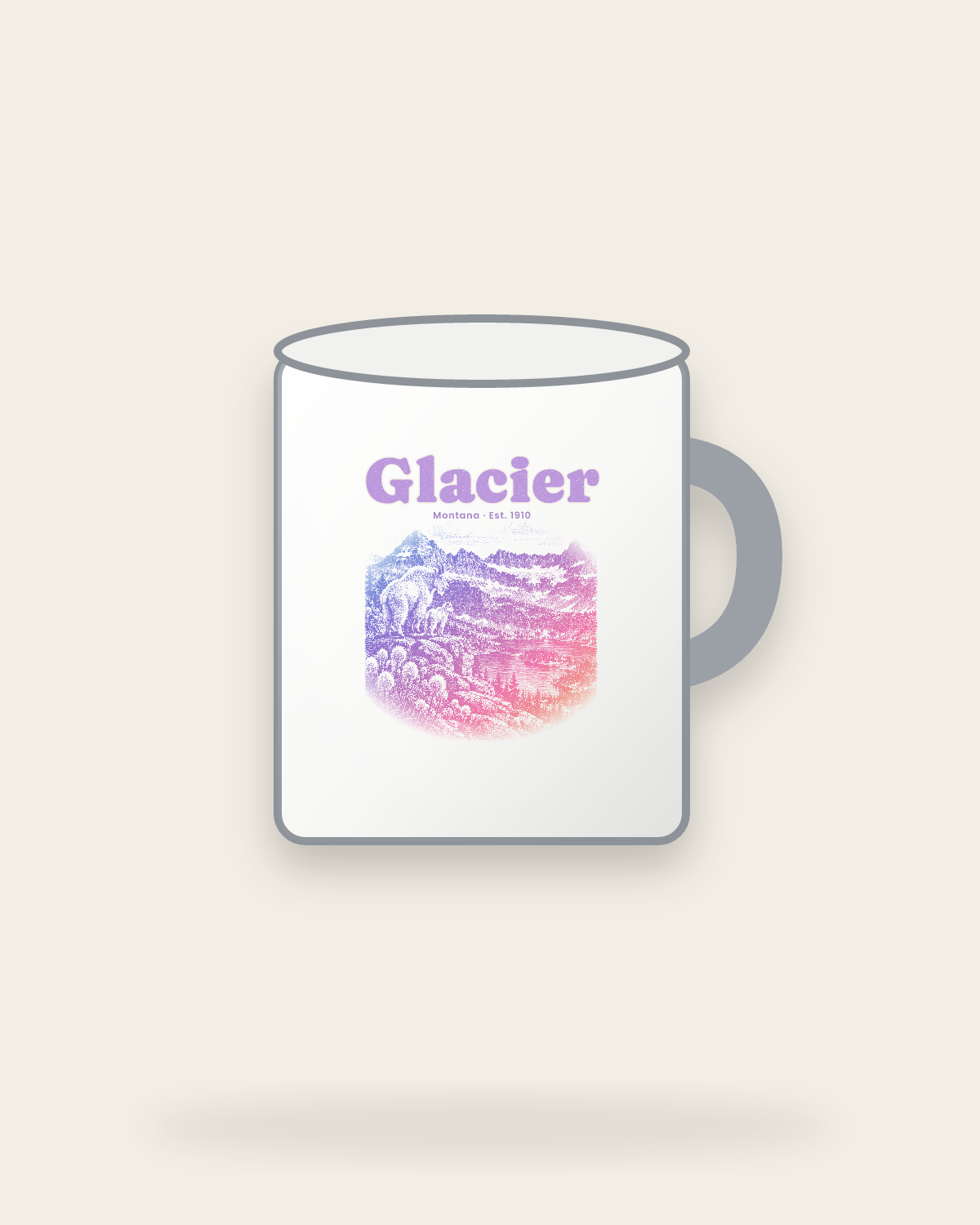 Glacier Logan Pass Goats Enamel Camp Mug in White