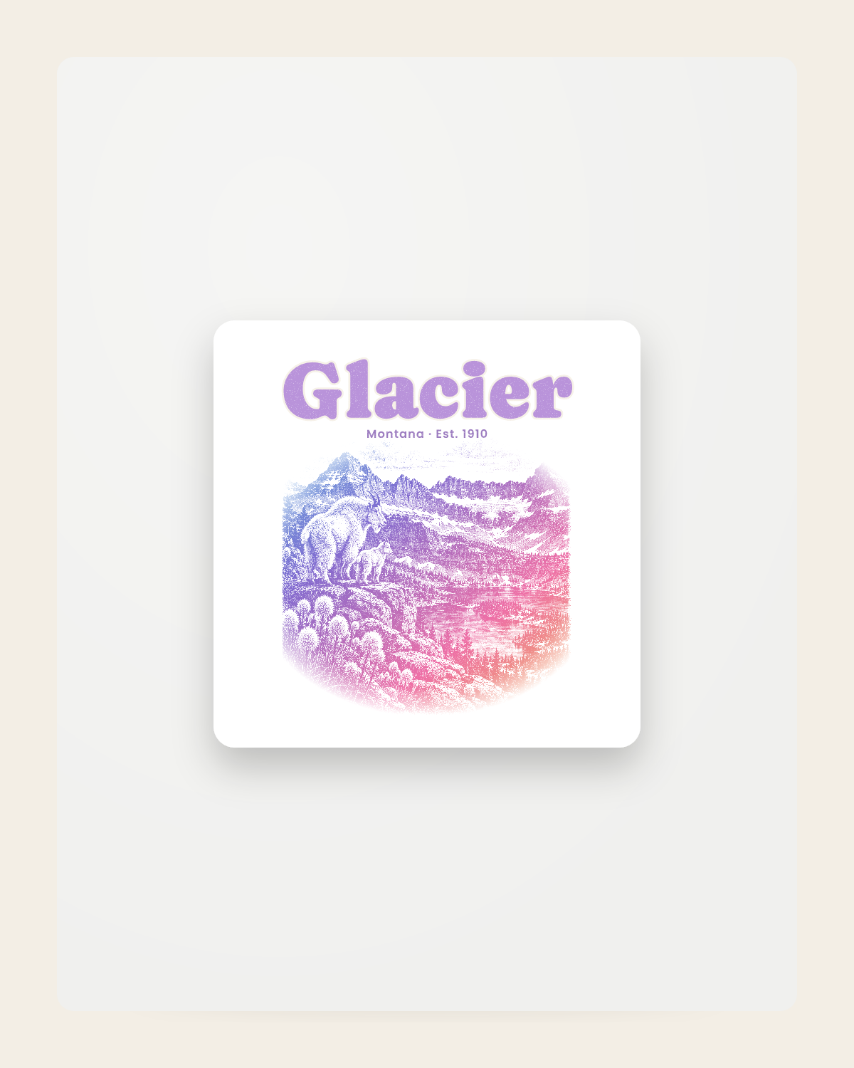 Glacier Logan Pass Goats Fridge Magnet in White