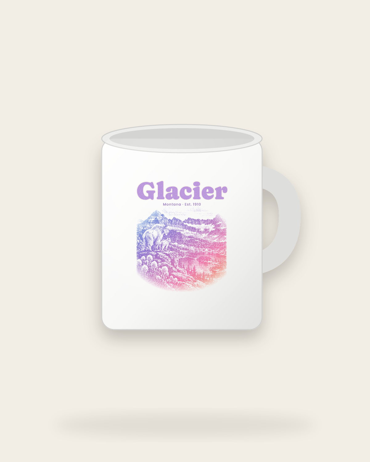 Glacier Logan Pass Goats Ceramic Mug 11oz in White