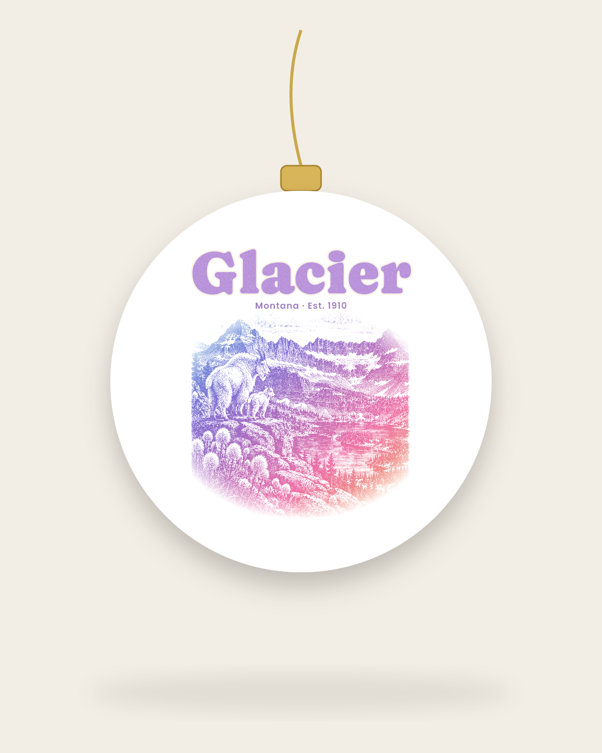Glacier Logan Pass Goats Ceramic Ornament in White