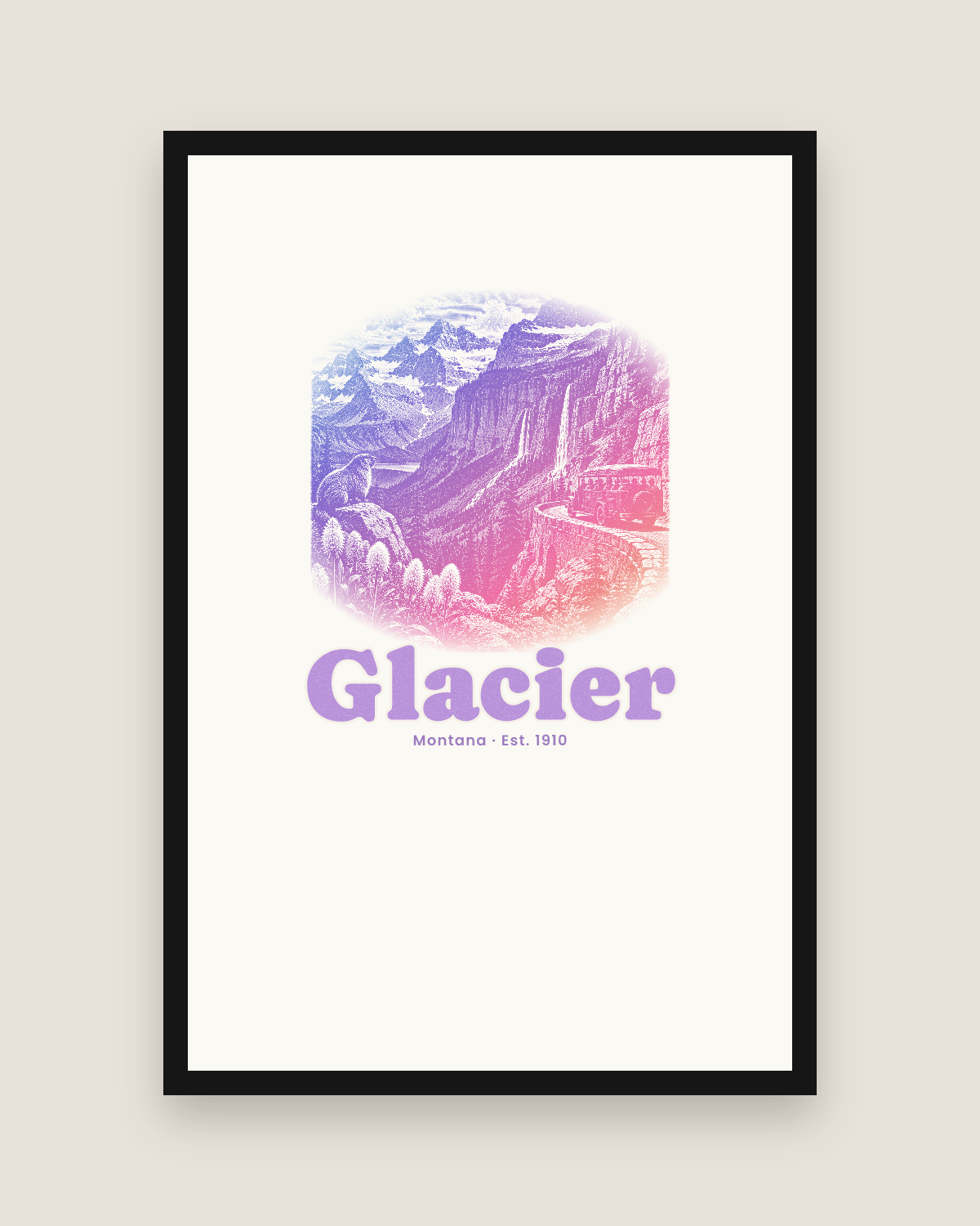 Glacier Going-to-the-Sun Road Matte Poster in White