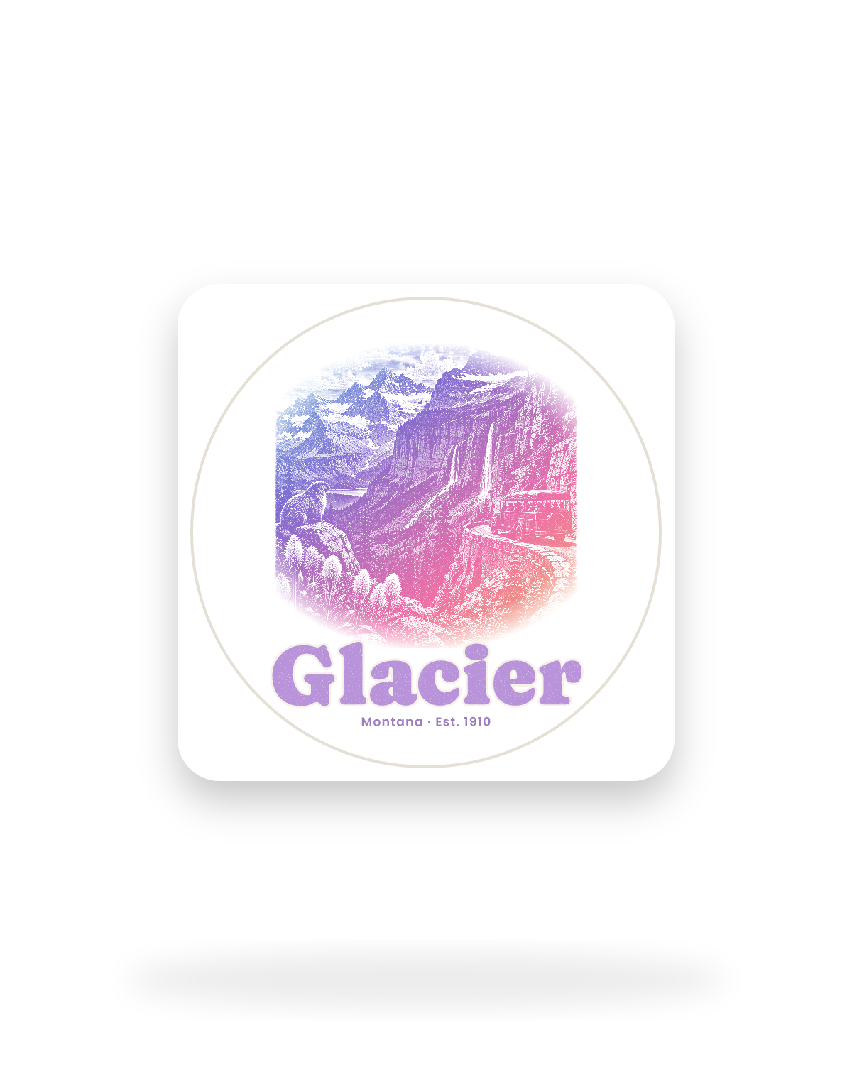 Glacier Going-to-the-Sun Road Kiss-Cut Sticker in White