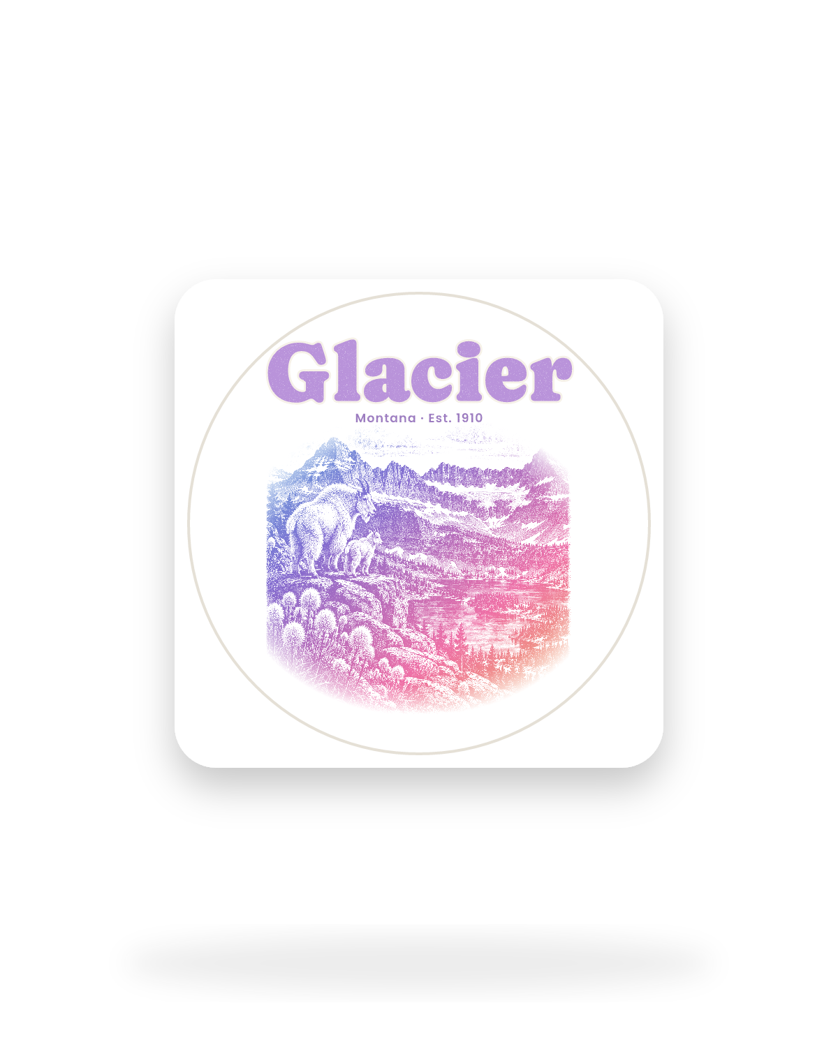 Glacier Logan Pass Goats Kiss-Cut Sticker in White