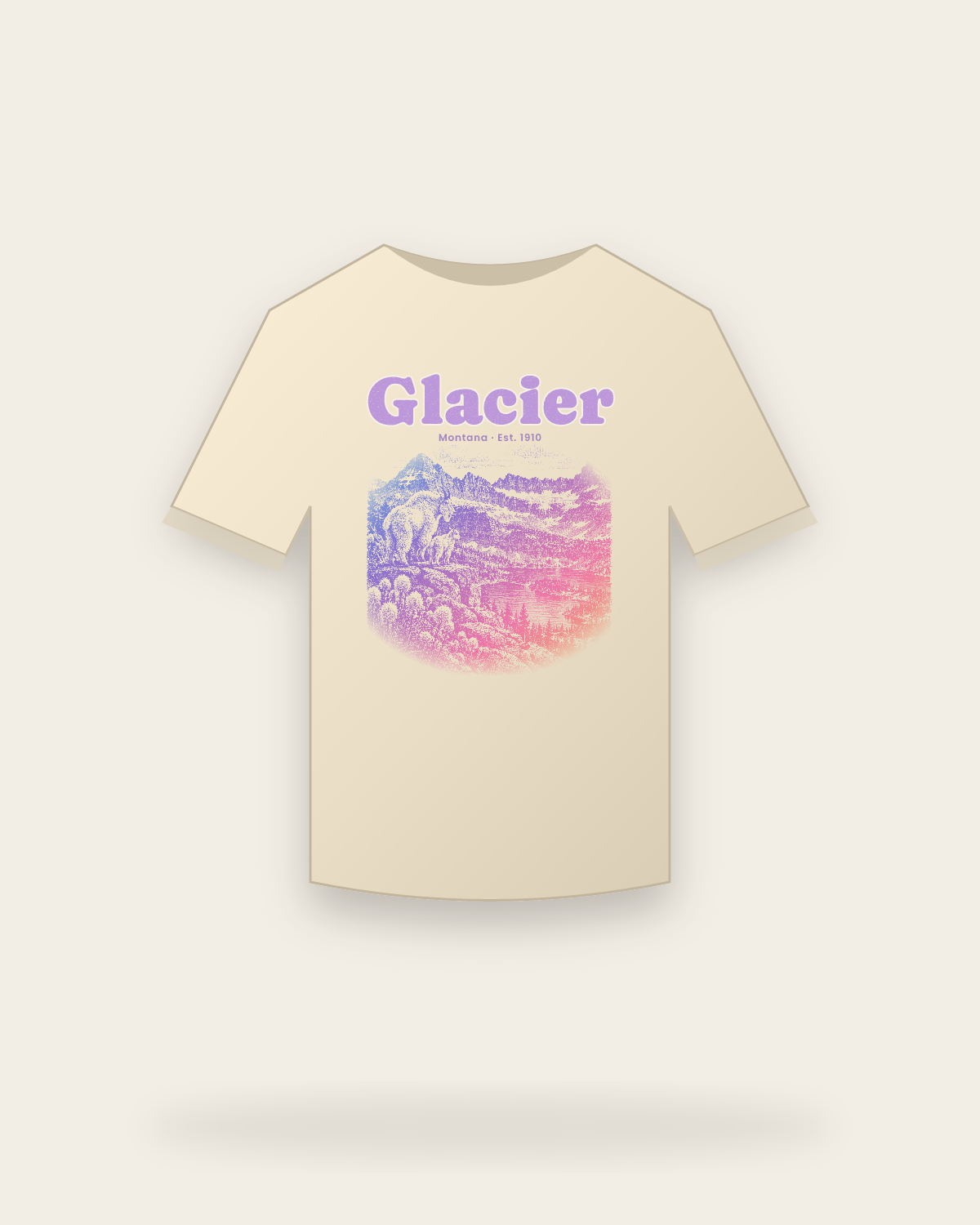 Glacier Logan Pass Goats Organic Cotton Tee in Natural