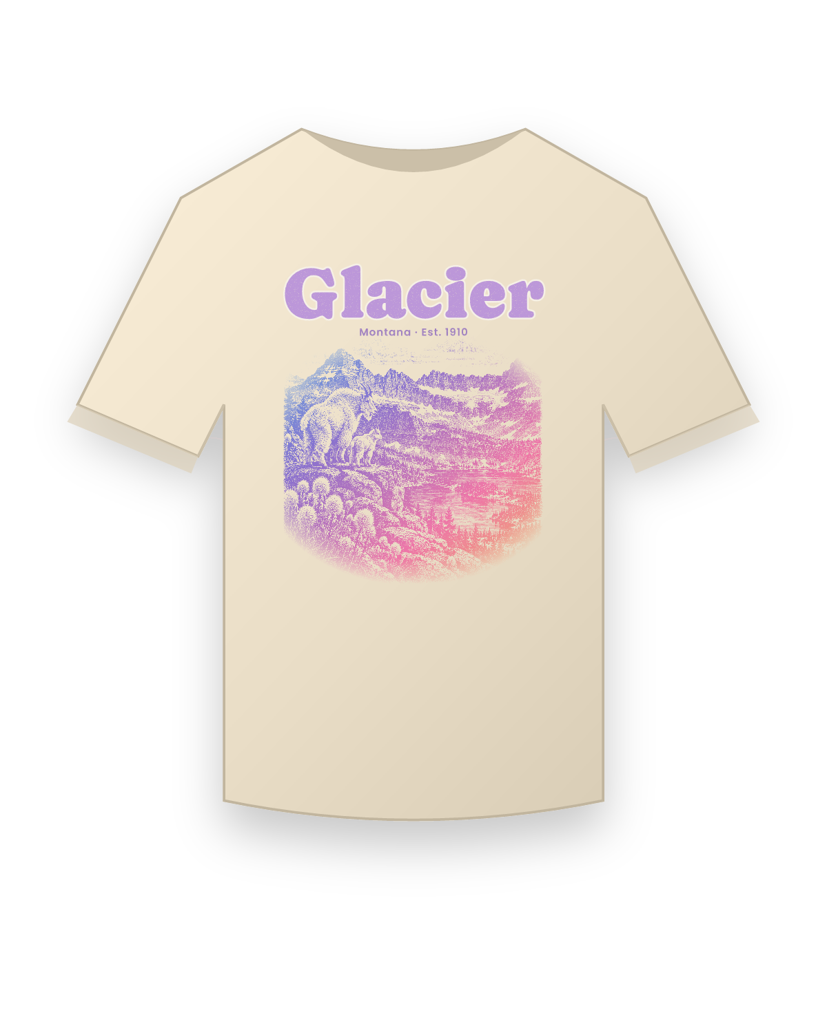 Glacier, MT Logan Pass Goats Classic Tee in Natural