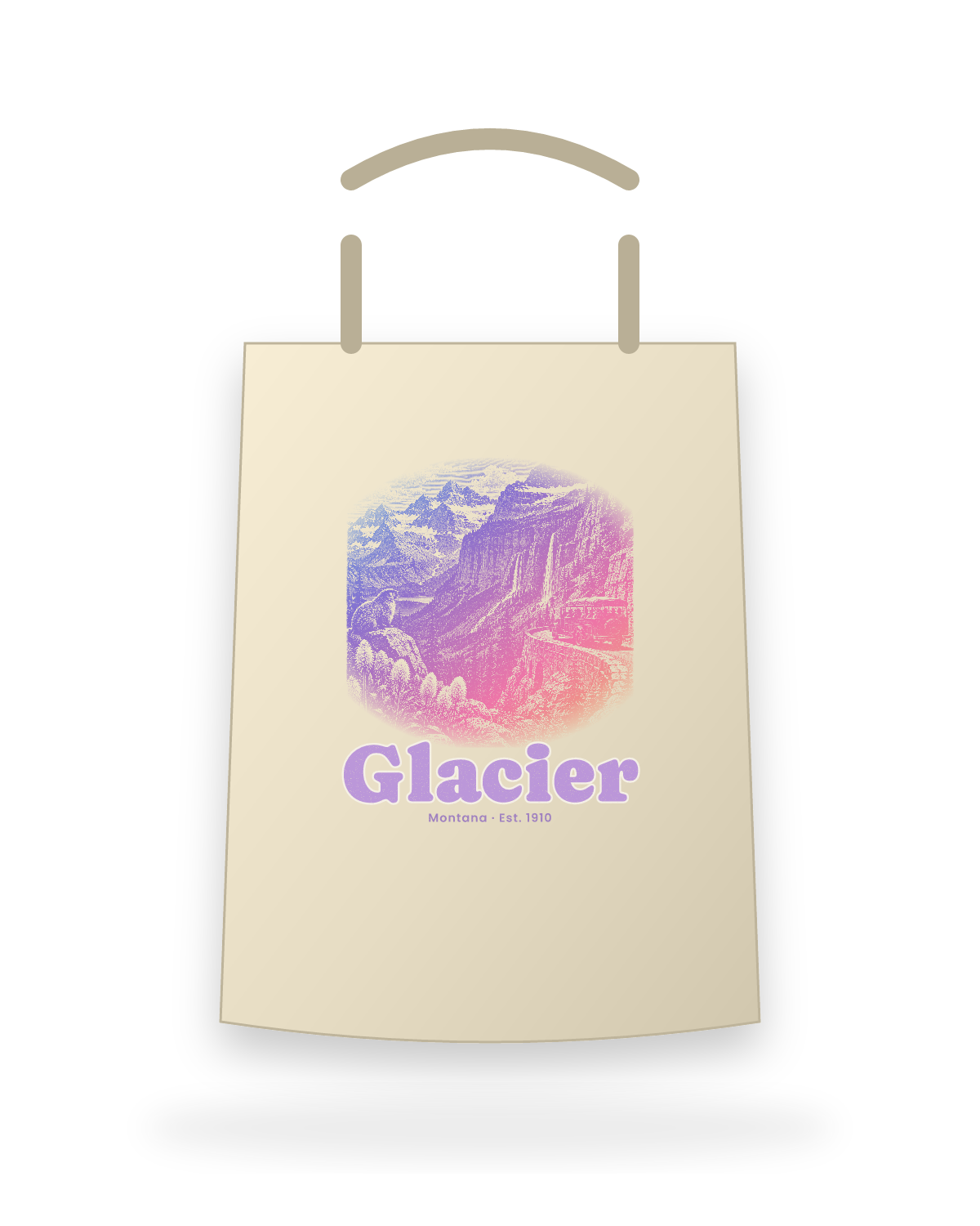 Glacier Going-to-the-Sun Road Canvas Tote in Beige