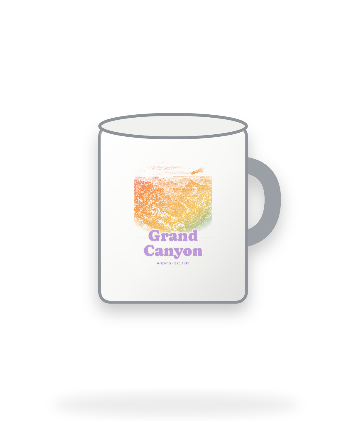 Grand Canyon South Rim Sunrise Enamel Camp Mug in White