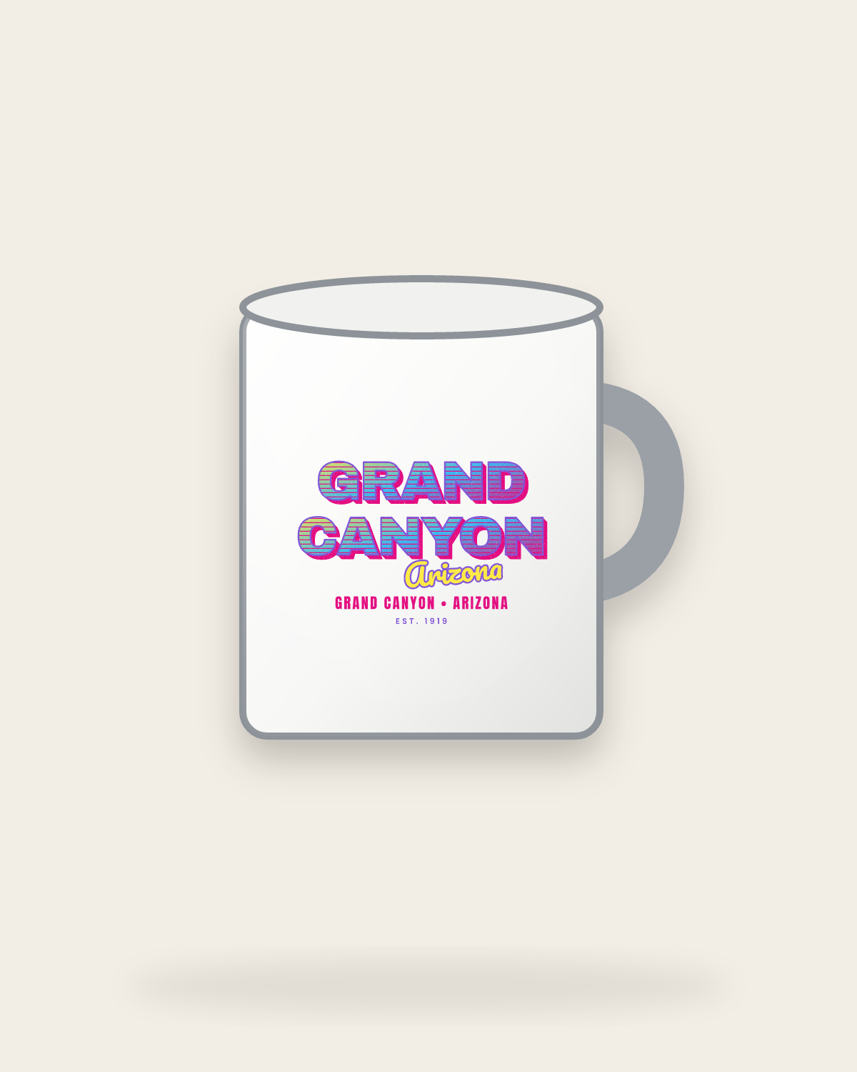 Grand Canyon Music TV Enamel Camp Mug in White