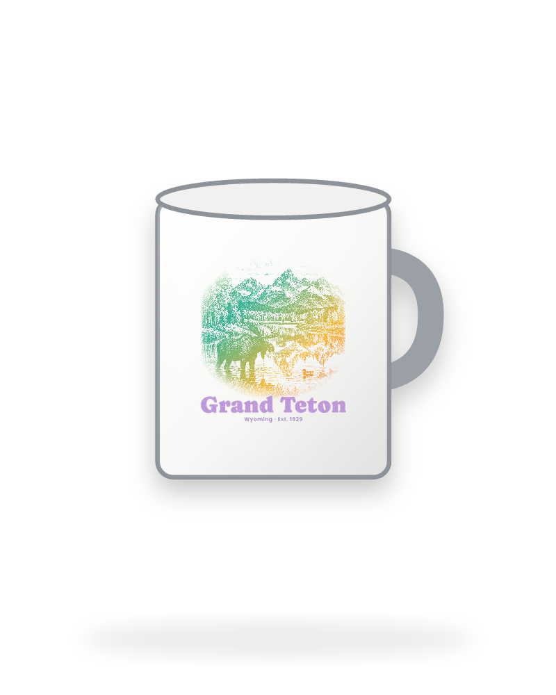 Grand Teton Oxbow Bend Moose Enamel Camp Mug