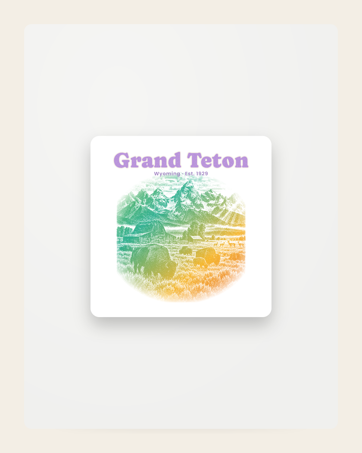 Grand Teton Mormon Row Barns Fridge Magnet in White