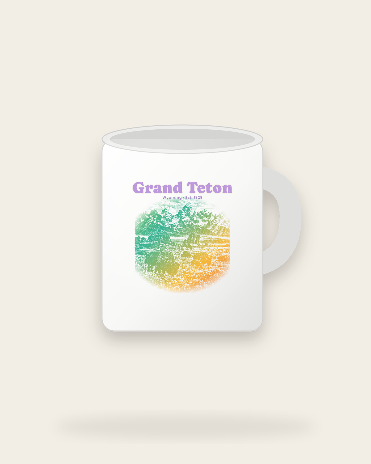 Grand Teton Mormon Row Barns Ceramic Mug 11oz in White