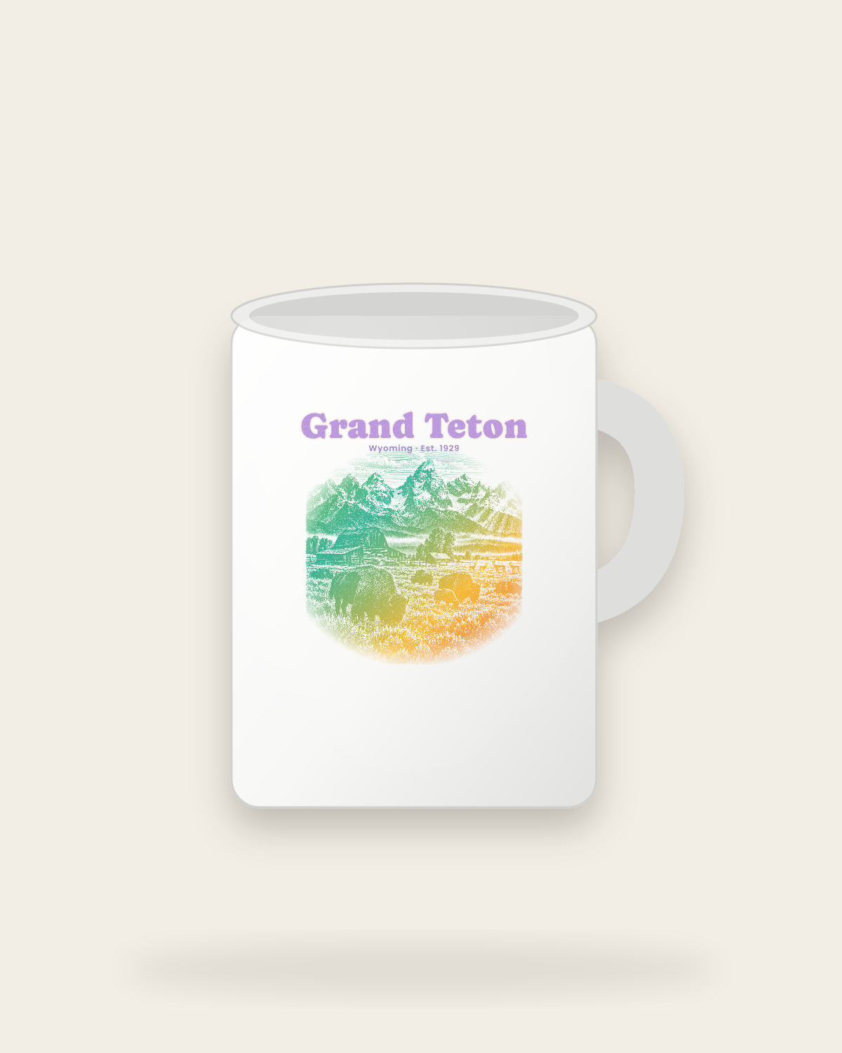 Grand Teton Mormon Row Barns Ceramic Mug 15oz in White