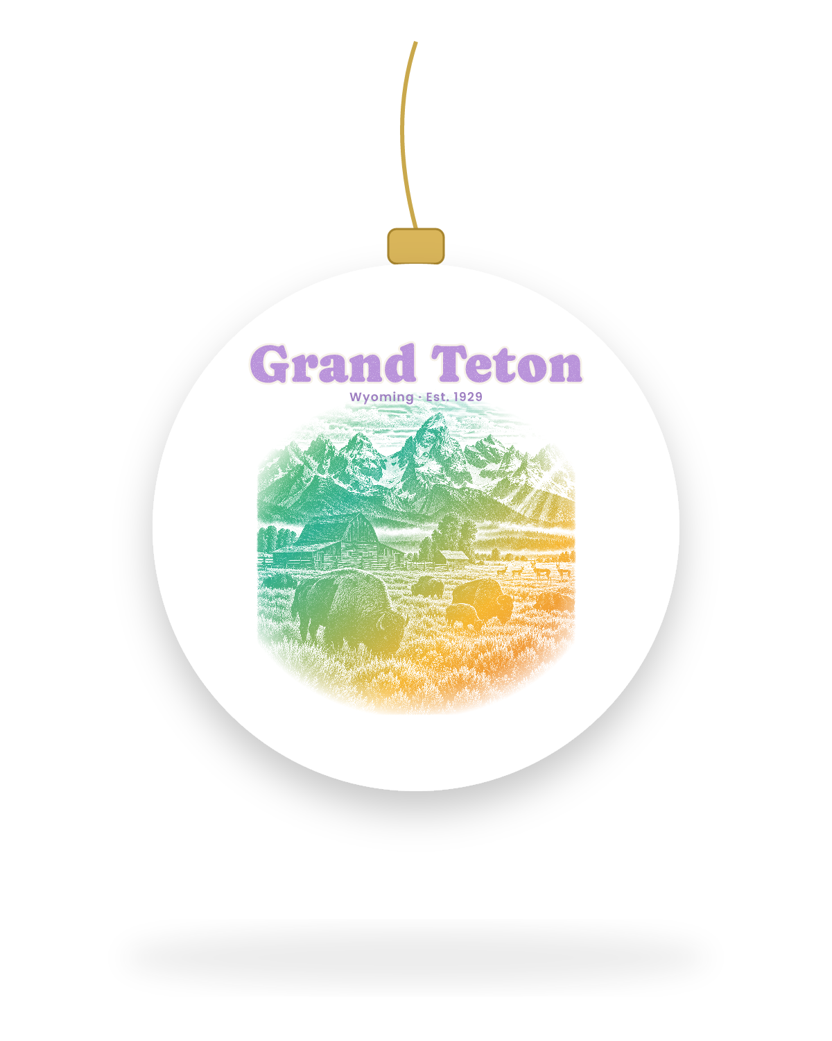 Grand Teton Mormon Row Barns Ceramic Ornament in White