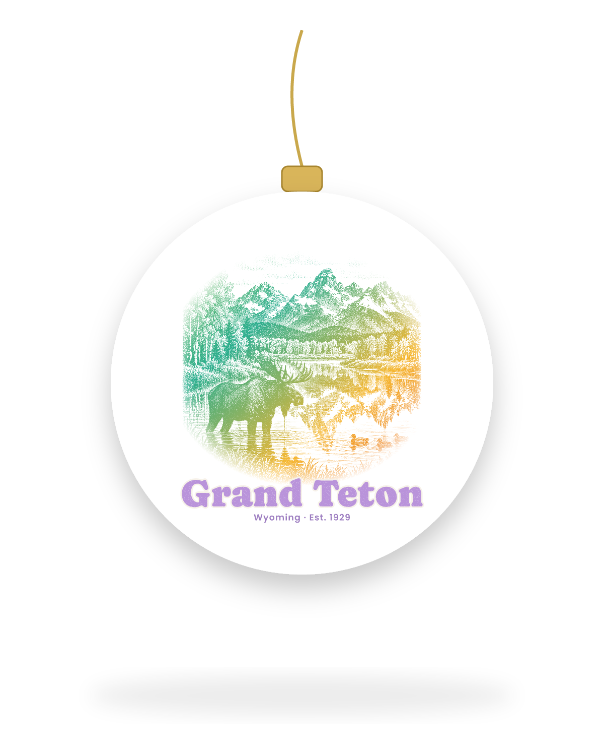 Grand Teton Oxbow Bend Moose Ceramic Ornament in White