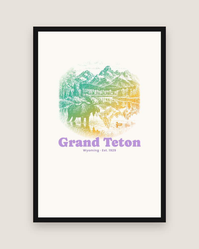 Grand Teton Oxbow Bend Moose Matte Poster