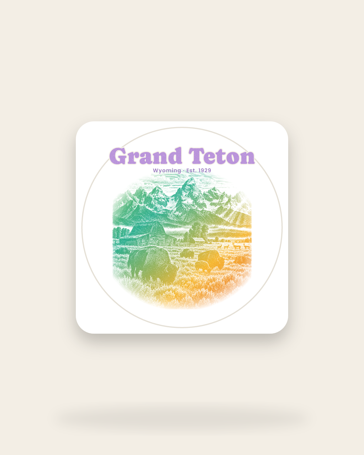 Grand Teton Mormon Row Barns Kiss-Cut Sticker in White
