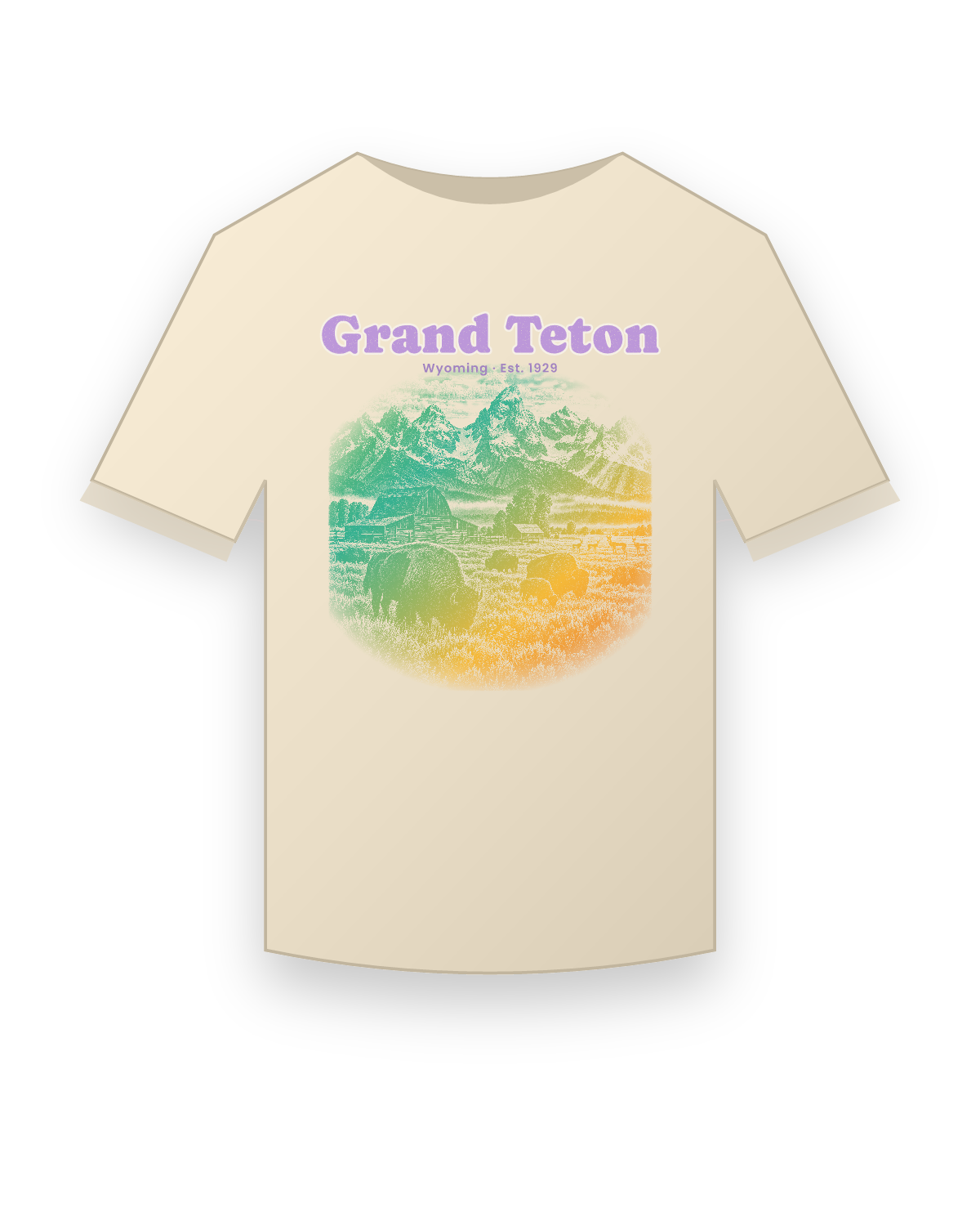 Grand Teton Mormon Row Barns Organic Cotton Tee in Natural