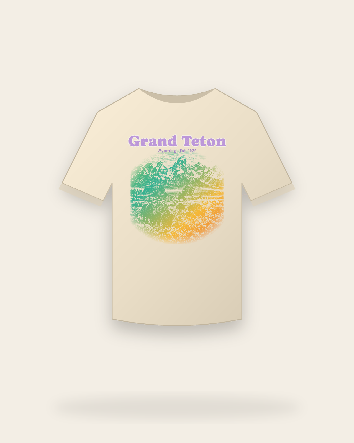 Grand Teton Mormon Row Barns Classic Tee in Natural