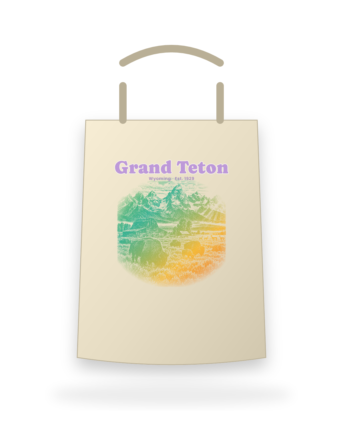 Grand Teton Mormon Row Barns Canvas Tote in Beige