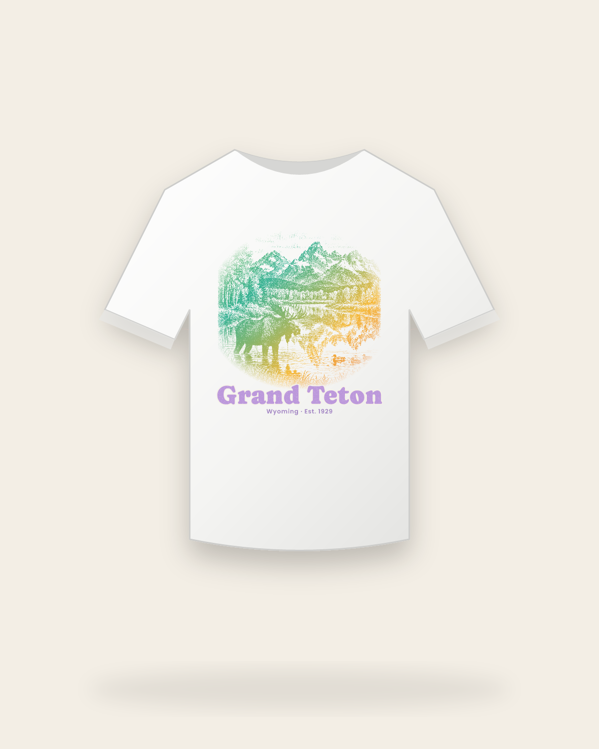 Grand Teton Oxbow Bend Moose Youth Tee in White