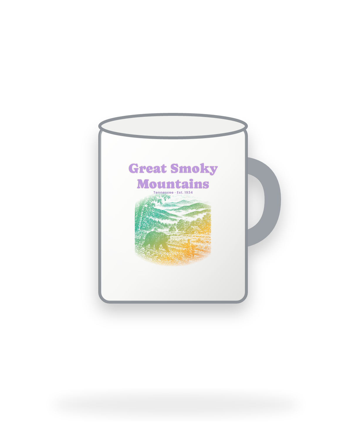 Great Smoky Mountains Cades Cove Bear Enamel Camp Mug in White