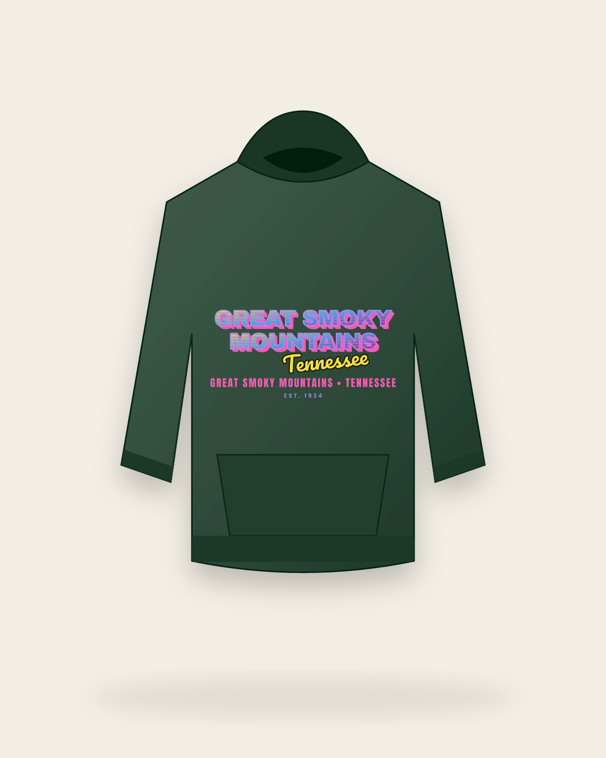 Great Smoky Mountains Music TV Hooded Sweatshirt in Forest Green