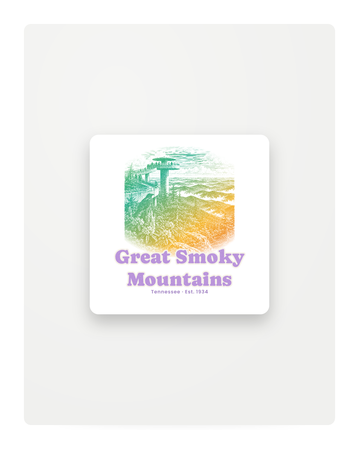 Great Smoky Mountains Clingmans Dome Fridge Magnet in White