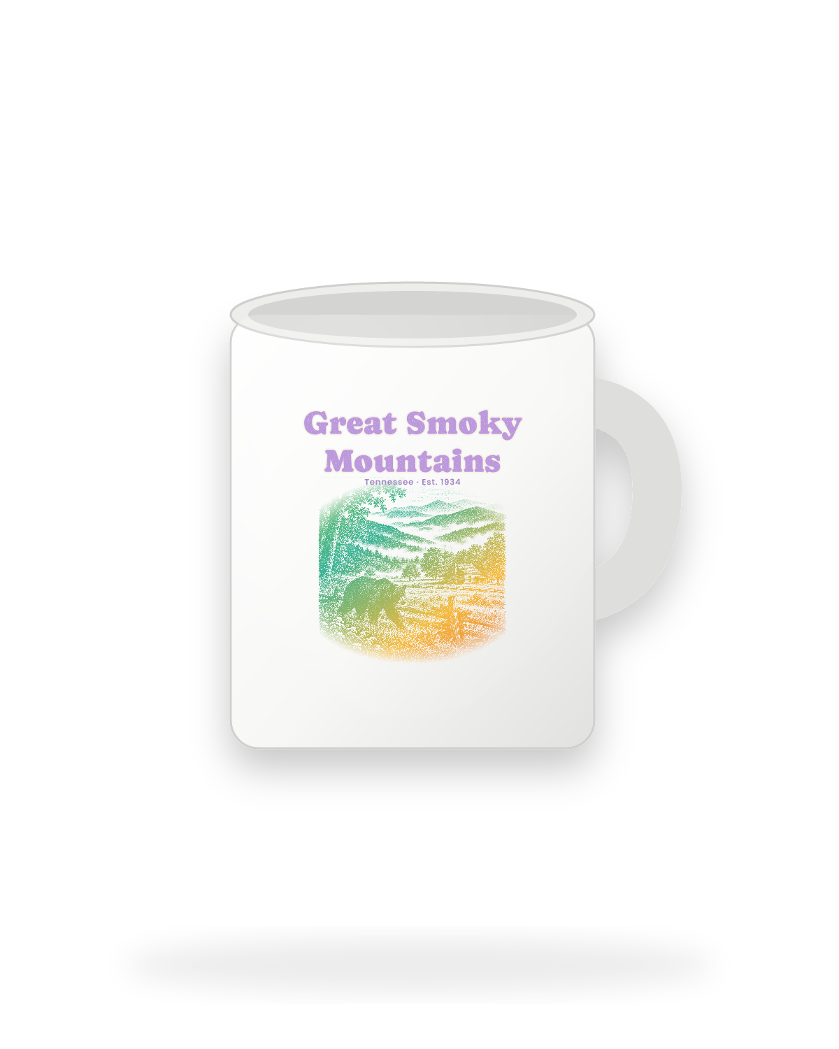 Great Smoky Mountains Cades Cove Bear Ceramic Mug 11oz in White