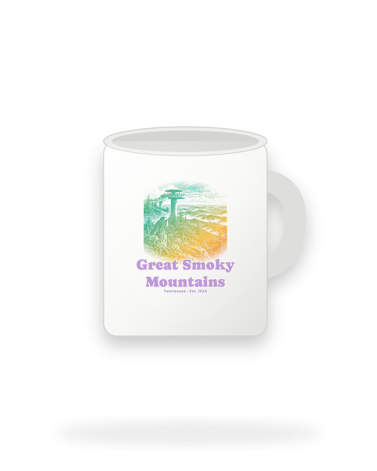 Great Smoky Mountains Clingmans Dome Ceramic Mug 11oz in White