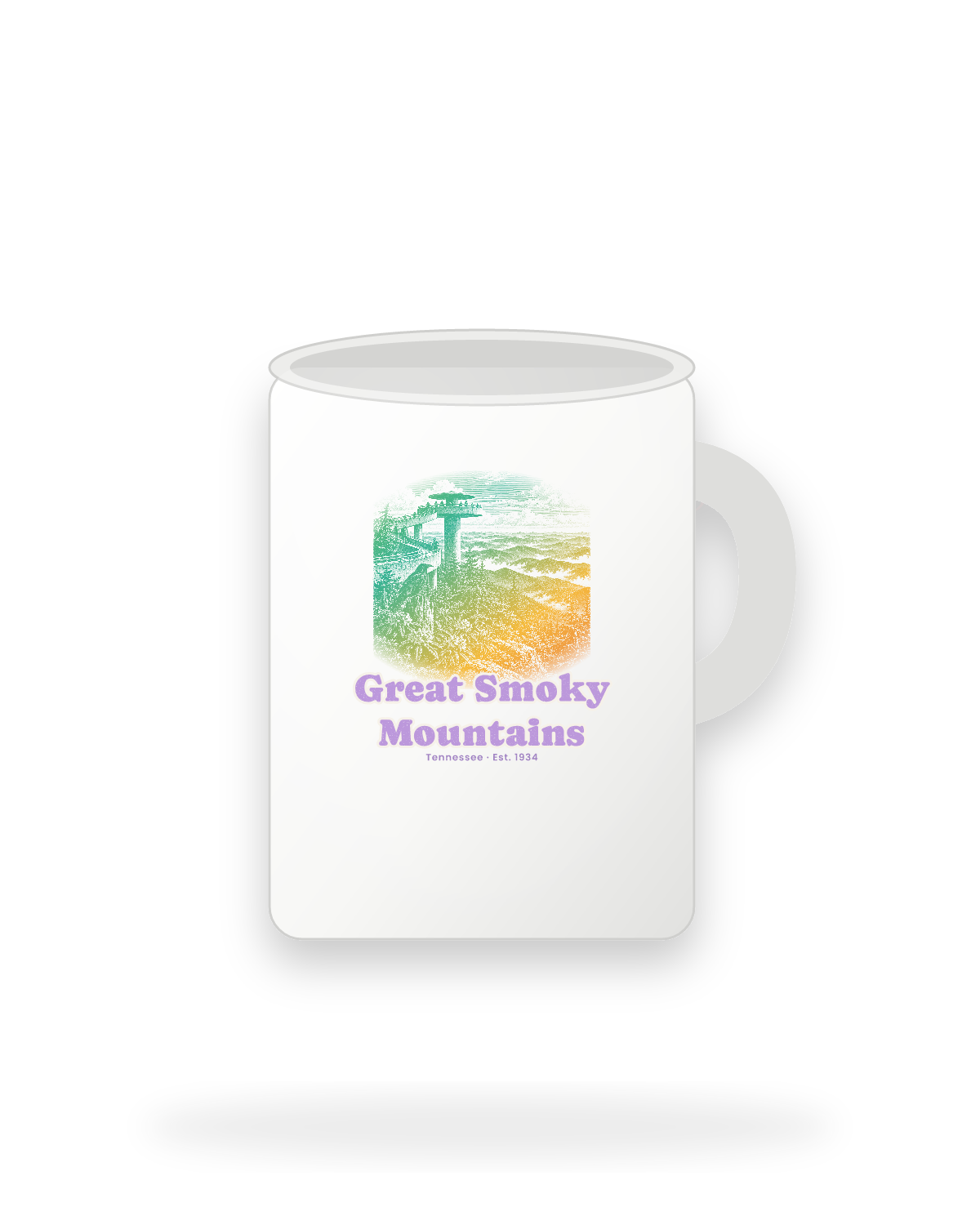 Great Smoky Mountains Clingmans Dome Ceramic Mug 15oz in White
