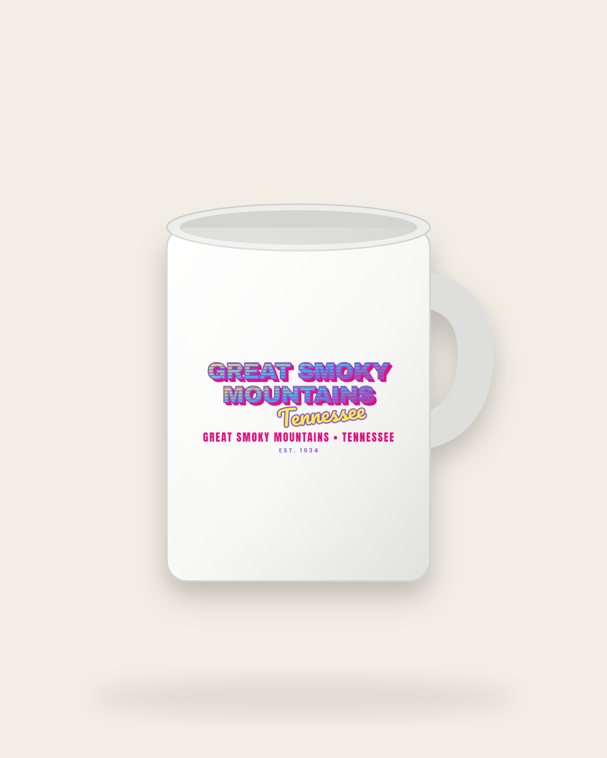 Great Smoky Mountains Music TV Ceramic Mug 15oz in White