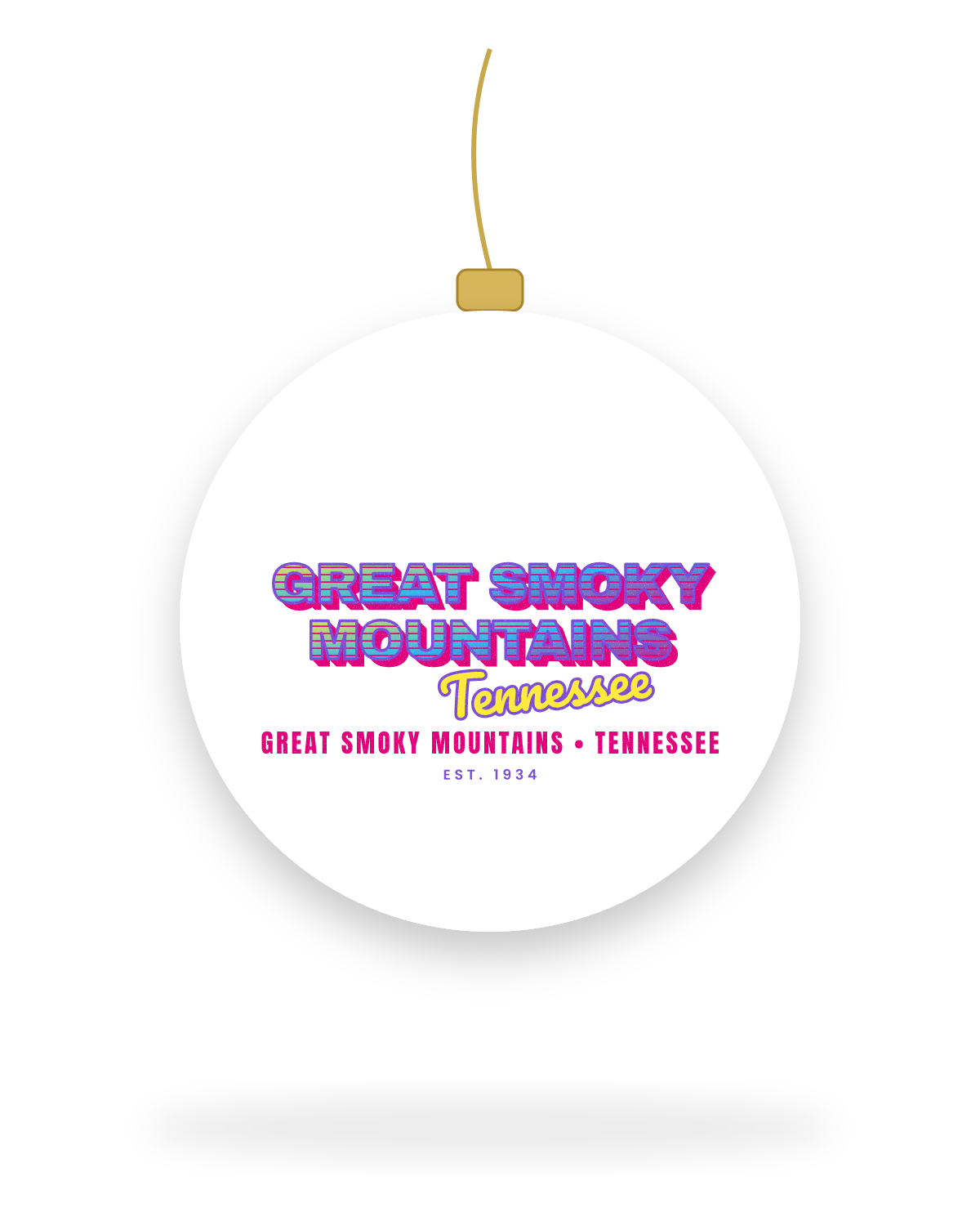 Great Smoky Mountains Music TV Ceramic Ornament in White