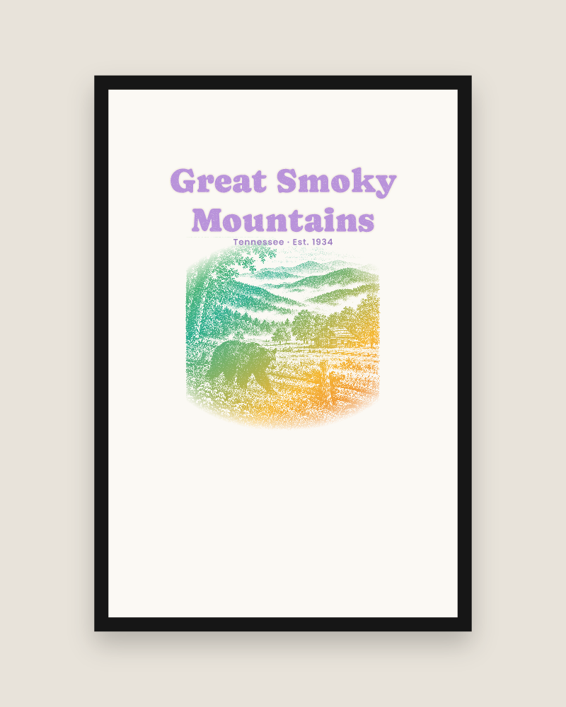 Great Smoky Mountains Cades Cove Bear Matte Poster