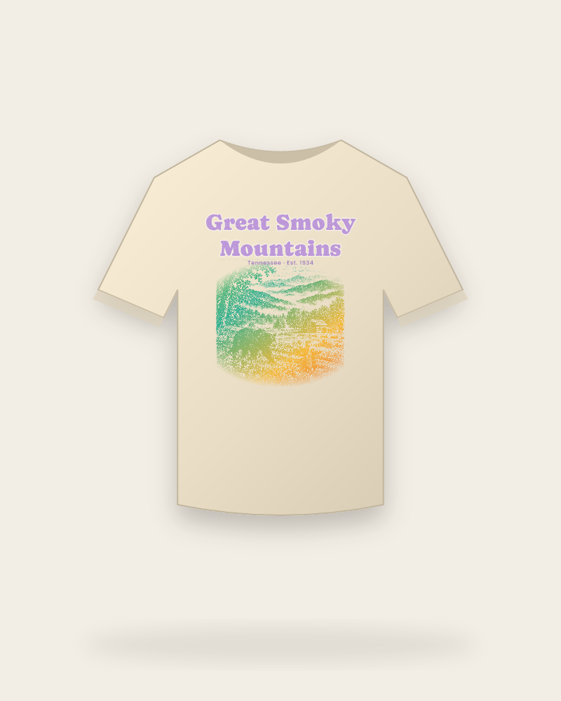 Great Smoky Mountains Cades Cove Bear Organic Cotton Tee