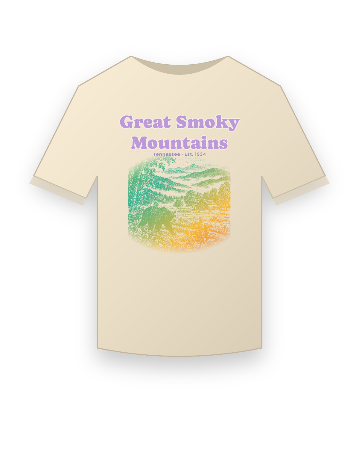 Great Smoky Mountains, TN Cades Cove Bear Classic Tee in Natural