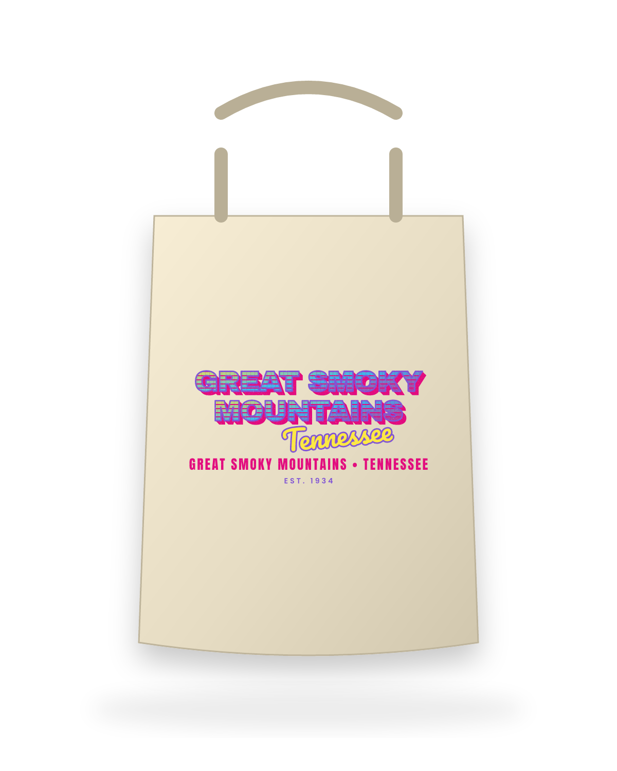 Great Smoky Mountains Music TV Canvas Tote in Beige