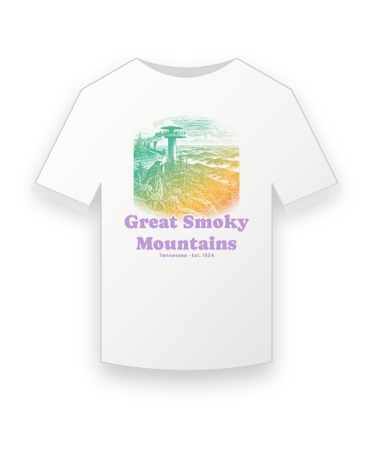 Great Smoky Mountains Clingmans Dome Youth Tee in White