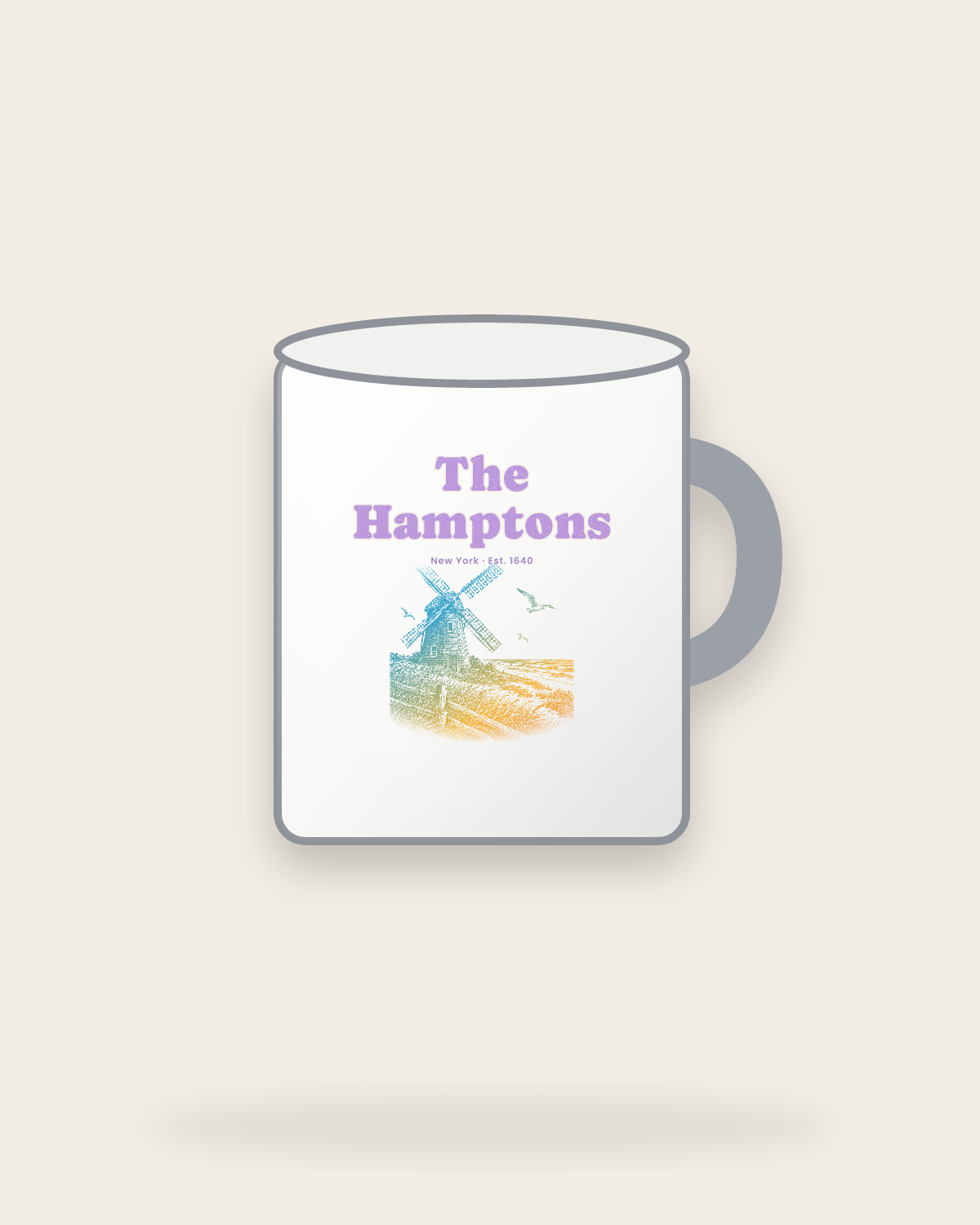 The Hamptons Windmill Enamel Camp Mug in White