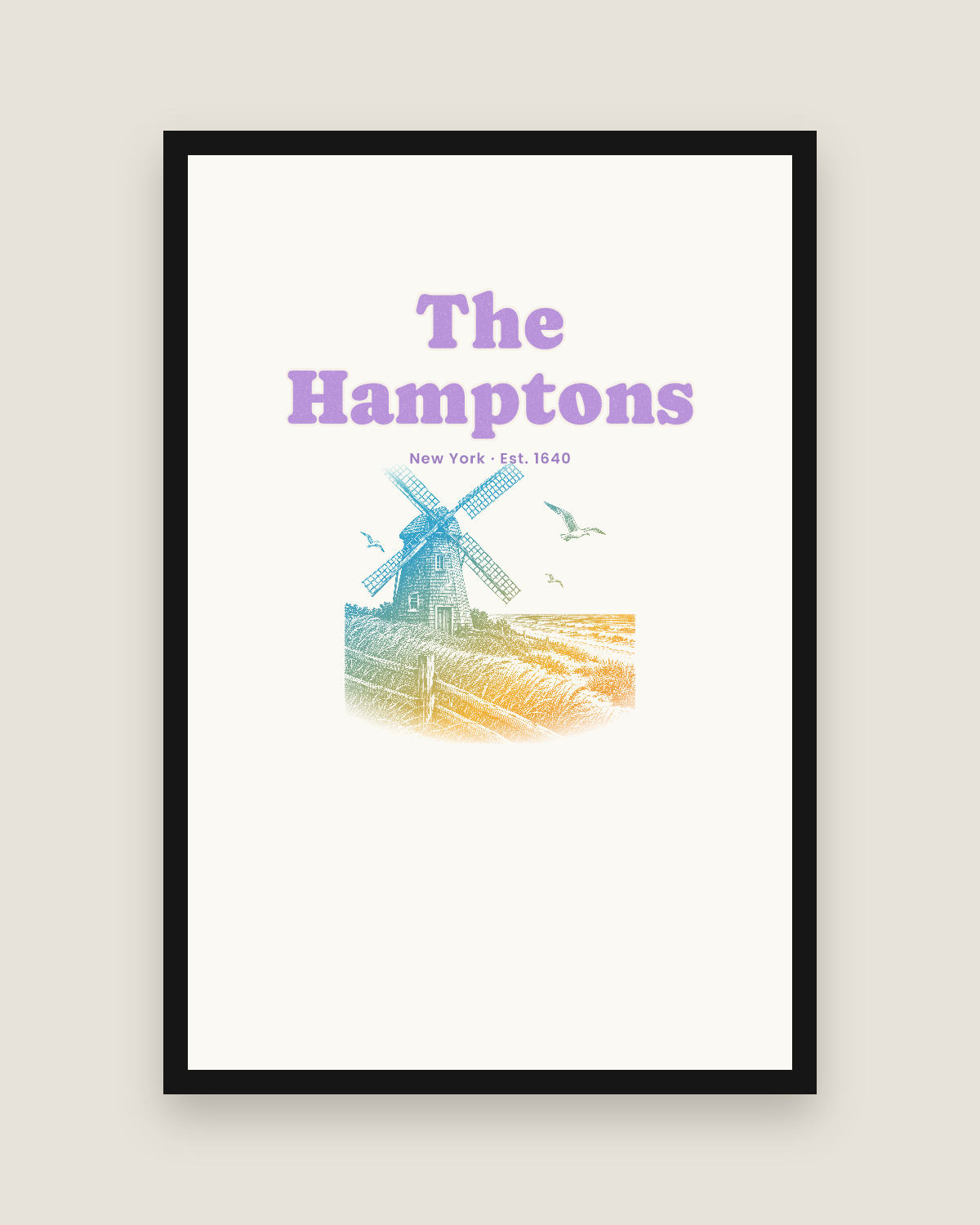 The Hamptons Windmill Matte Poster in White