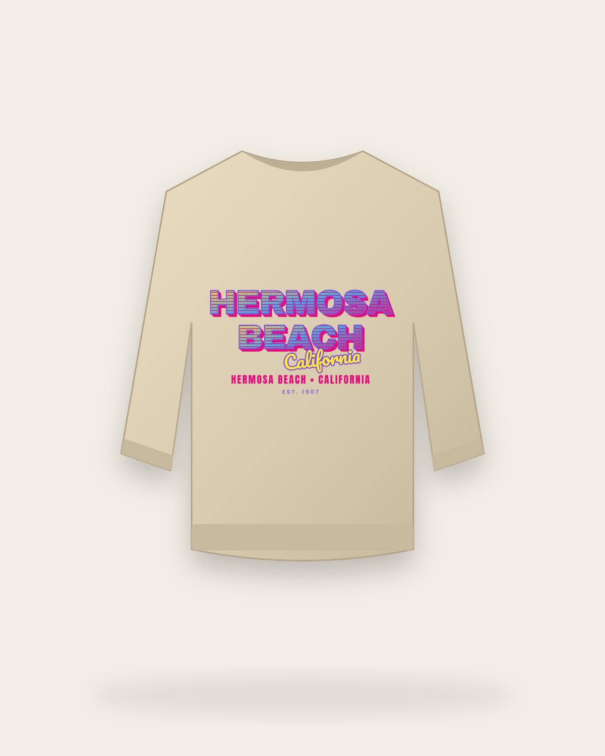 Hermosa Beach Music TV Crewneck Sweatshirt in Sand