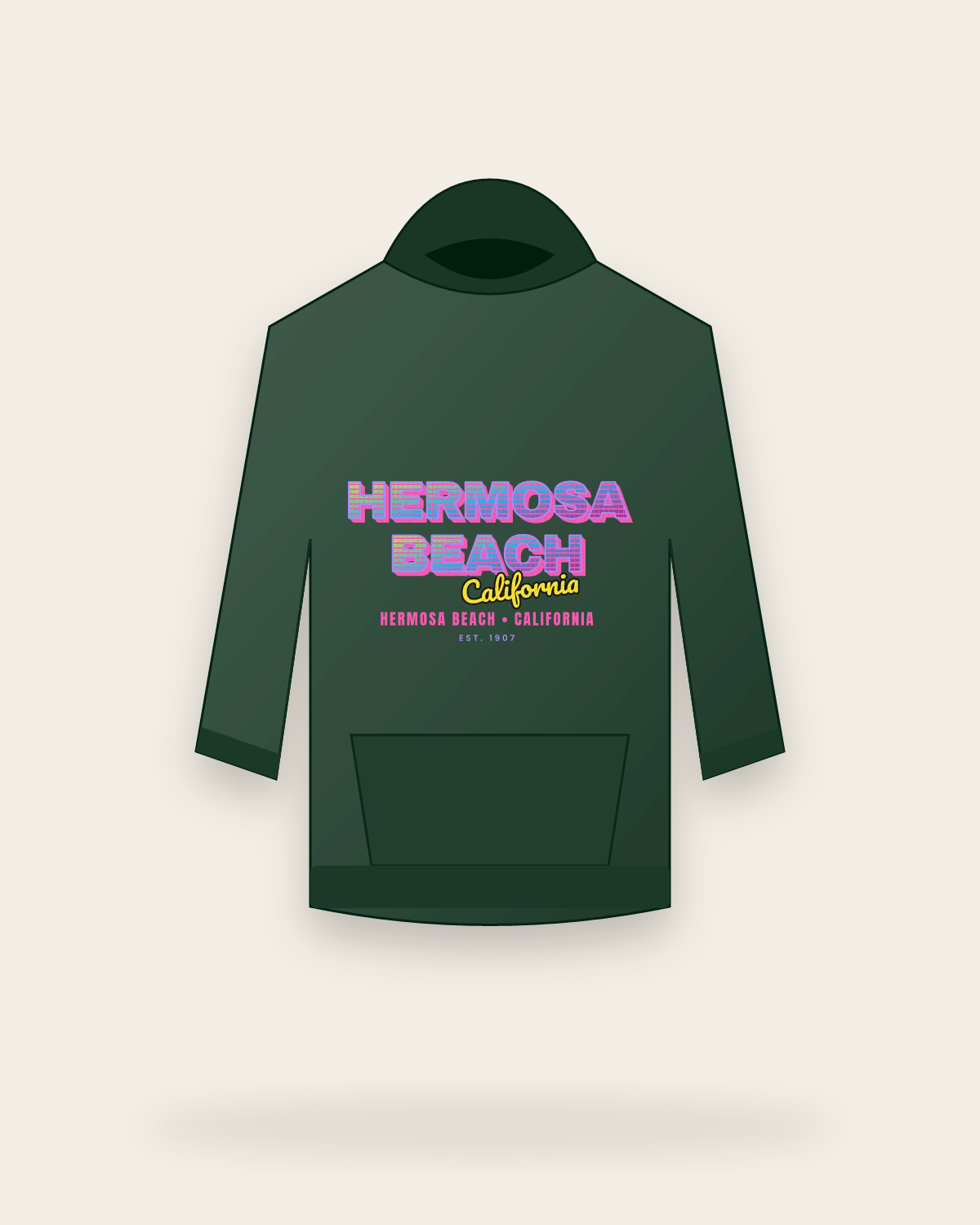Hermosa Beach Music TV Hooded Sweatshirt in Forest Green
