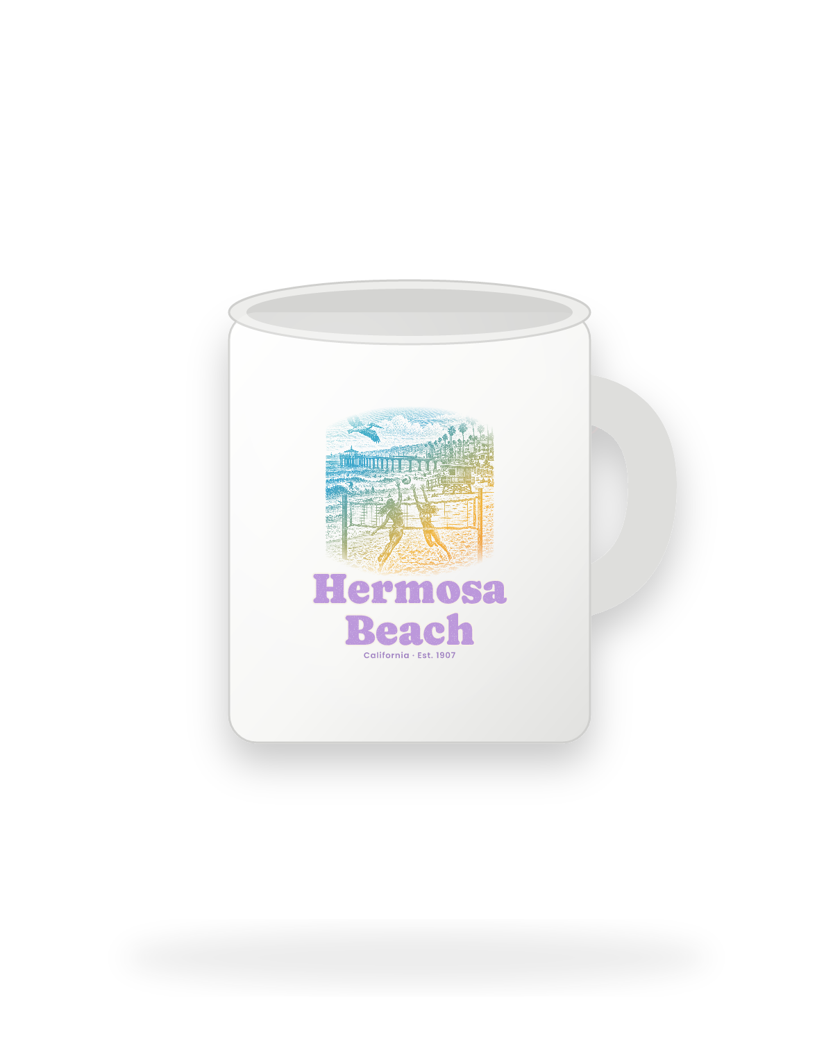 Hermosa Beach Beach Volleyball Ceramic Mug 11oz in White