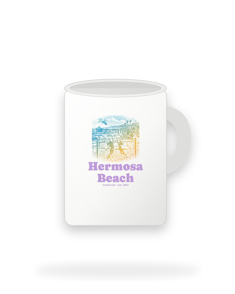 Hermosa Beach Beach Volleyball Ceramic Mug 15oz
